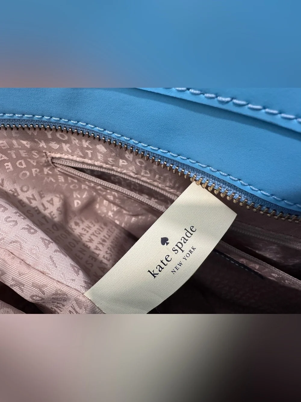 kate spade Sky Blue Leather Tote with Matching Wallet
